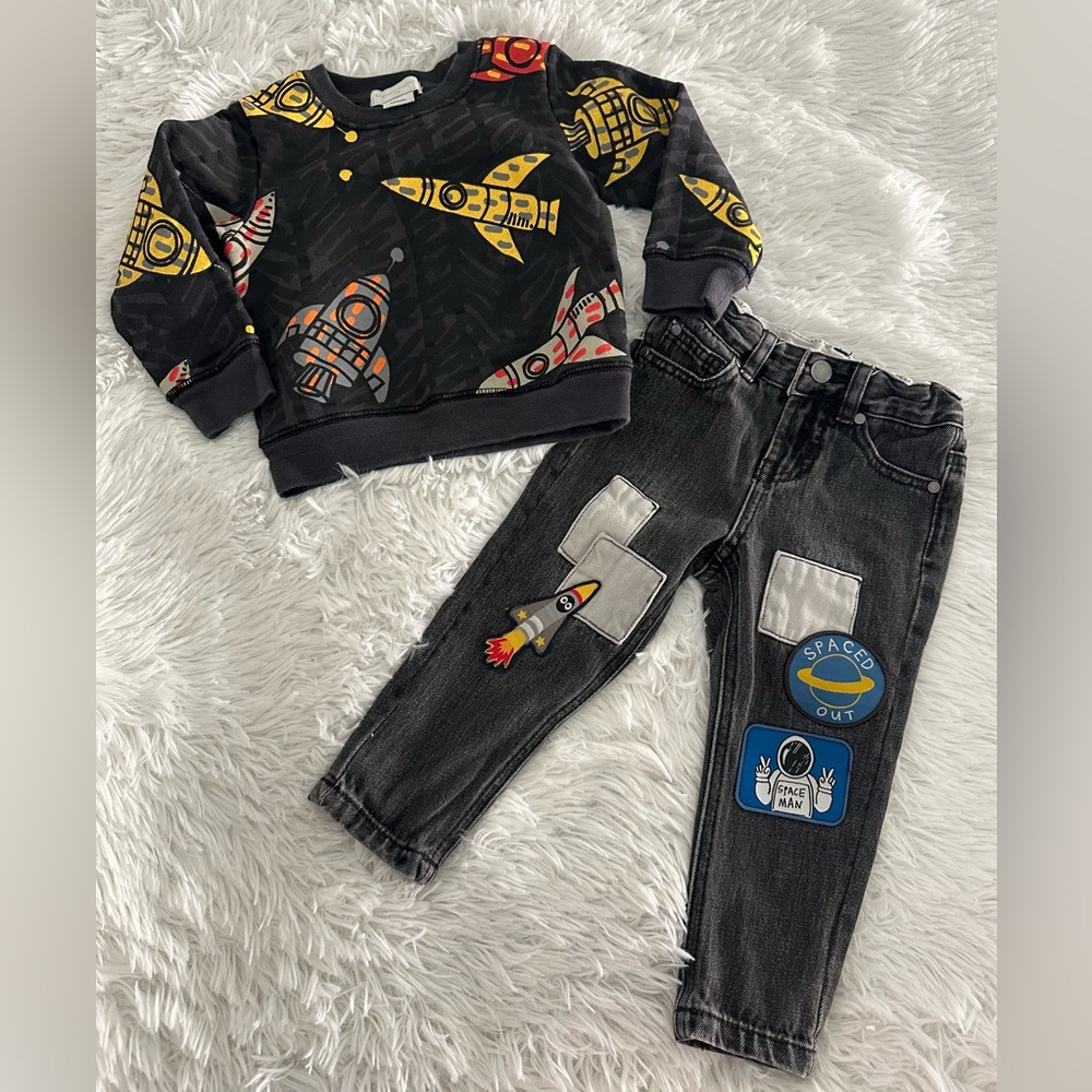 Stella McCartney‎ Kids Charcoal and Yellow Sweatshirt